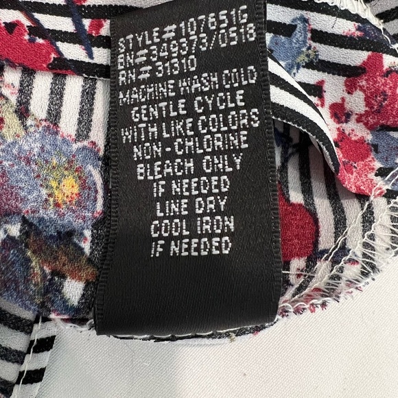 BCX Floral Stripe Wrap Front Bell Sleeve Blouse Women’s Large - Picture 9 of 9